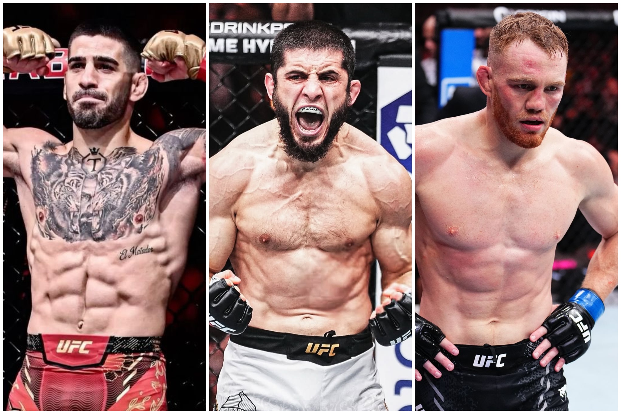 En el montaje, Topuria, Makhachev y Jack Della Maddalena.