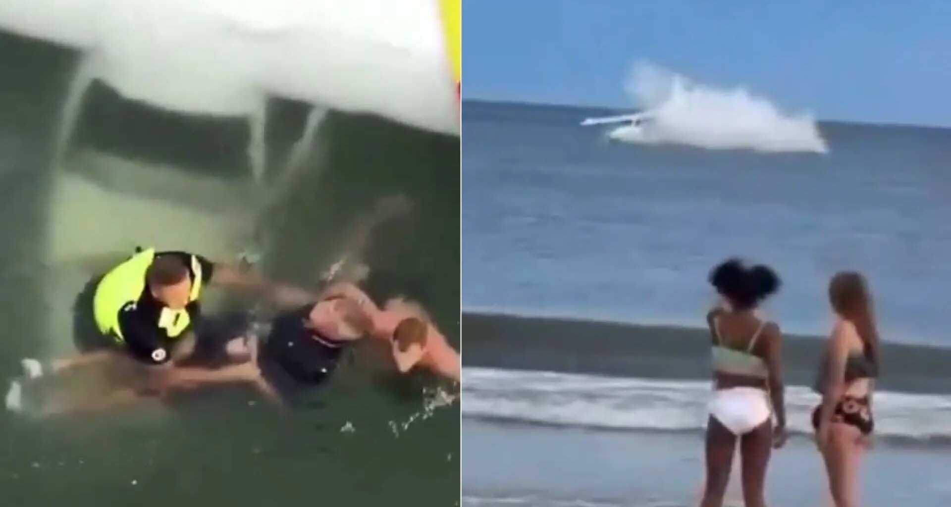 El milagroso rescate de un piloto que estrelló su avioneta en el océano ante la mirada de los bañistas