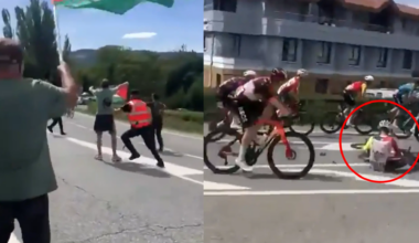 Activistas propalestina provocan la caída de un ciclista tras colarse en la Vuelta a España para protestar contra el Israel-Premier Tech