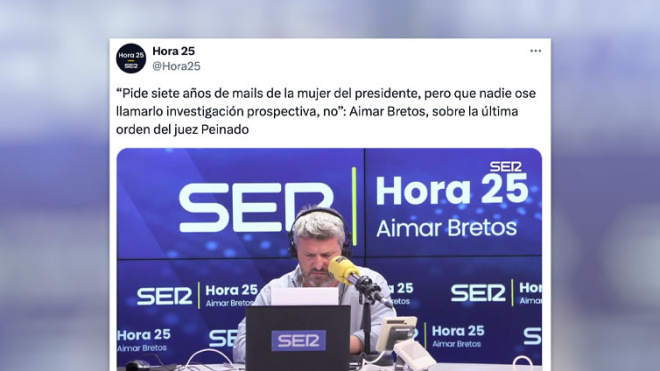 Aimar Bretos resume en tres minutos el último despropósito del juez Peinado con la mujer de Sánchez