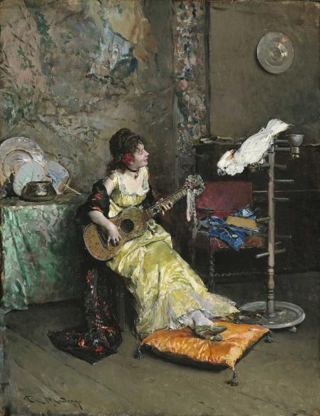 Raimundo de Madrazo. 'Dama con un loro', c. 1872. Clark Art Institute, Williamstown, Massachusetts