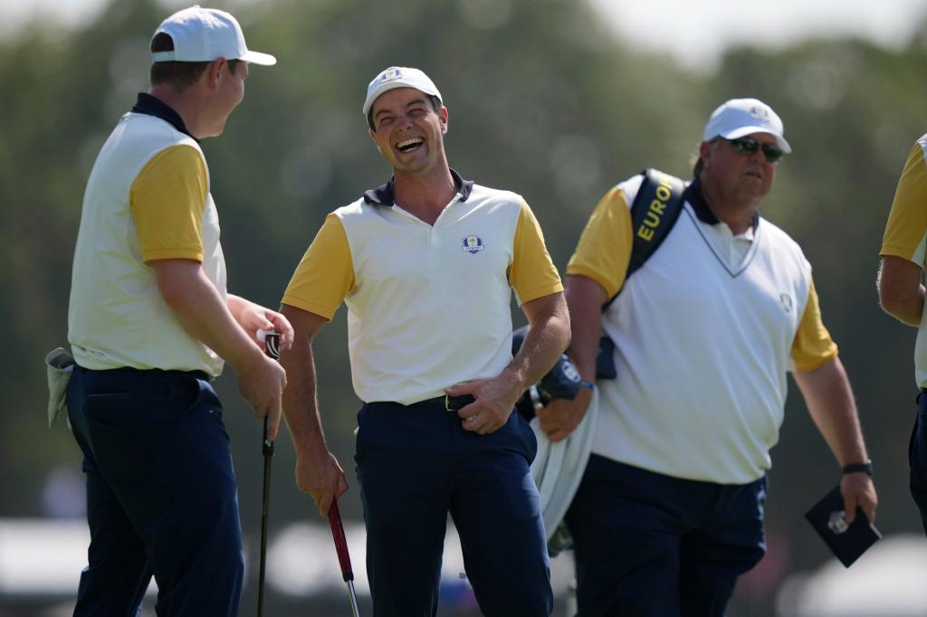 Viktor Hovland y Rob MacIntyre, en una jornada de entrenamientos