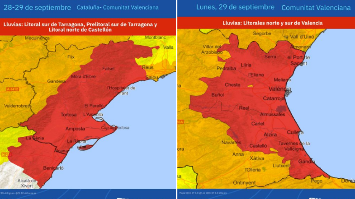 El temporal golpea Zaragoza y hay alerta roja por fuertes lluvias en Tarragona, Castellón y Valencia