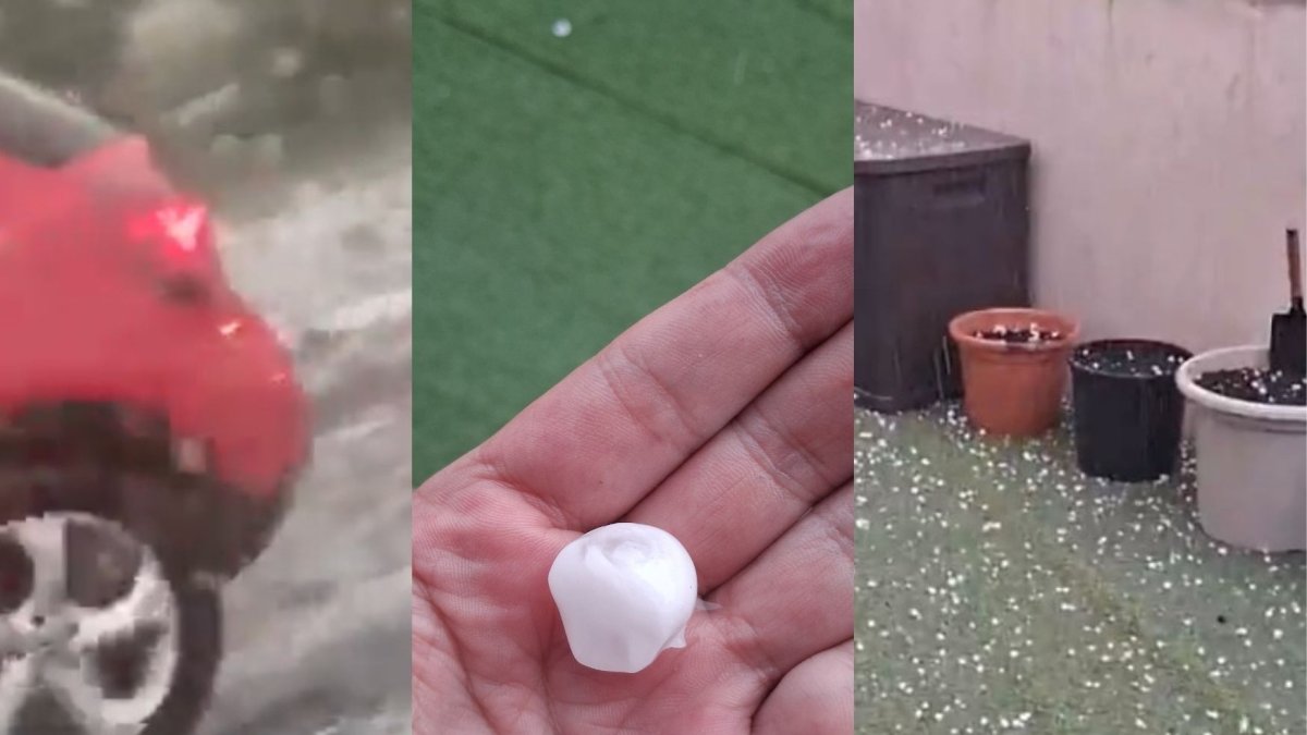 Imagen del granizo que ha caído en la zona de Amposta