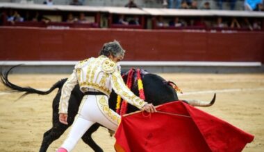 Un momento de la actuación de Rubén Sanz en Las Ventas.