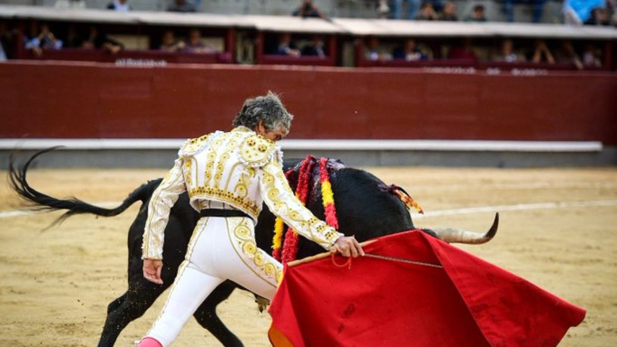 Un momento de la actuación de Rubén Sanz en Las Ventas.
