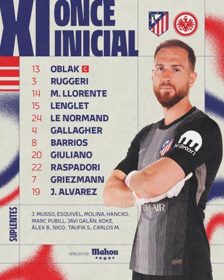 El Atlético de Madrid ya tiene once para medirse al Eintracht.