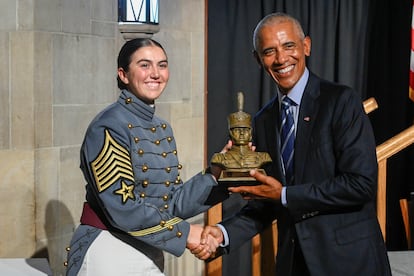 Barack Obama recibe el premio Sylvanus Thayer, en 2024.