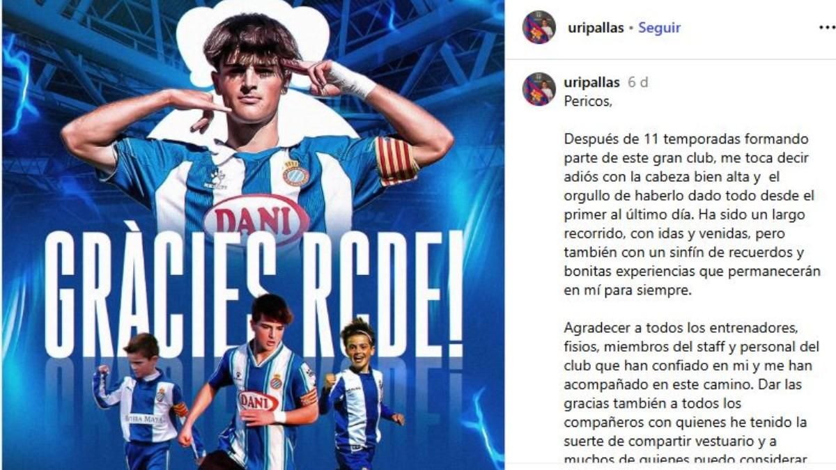 Así se despidió Uri Pallás del Espanyol