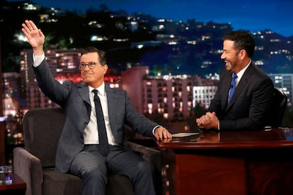 El presentador y competidor de Jimmy Kimmel, Stephen Colbert, en una visita a 'Jimmi Kimmel Live!' en 2017.
