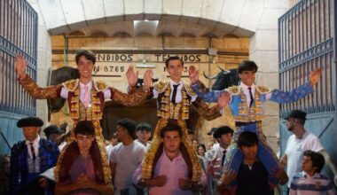 Clase práctica con alumnos de la Escuela de Tauromaquia de Salamanca (Diego Mateos, Noel García y Álvaro Rojo con erales de Esteban Isidro)