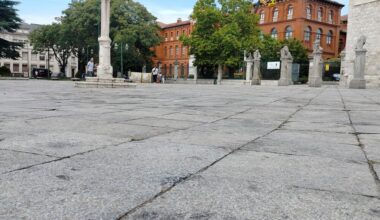 Daños en la plaza de San Pablo tras el paso de La Vuelta