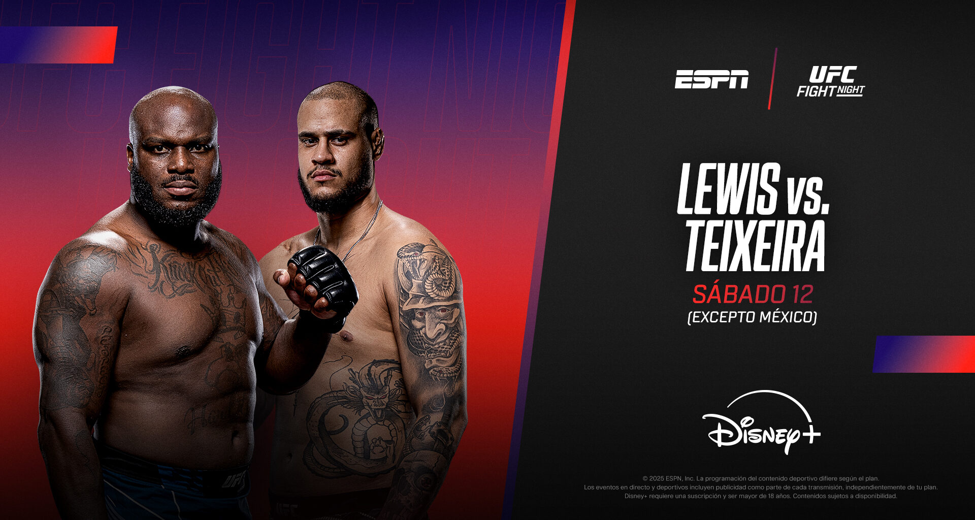 ESPN KNOCKOUT trae a DISNEY+ una noche plena de UFC desde Nashville, con Lewis y Teixeira en la estelar