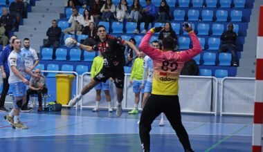 Joel Armas en un partido del Balonmano Lanzarote Ciudad de Arrecife.