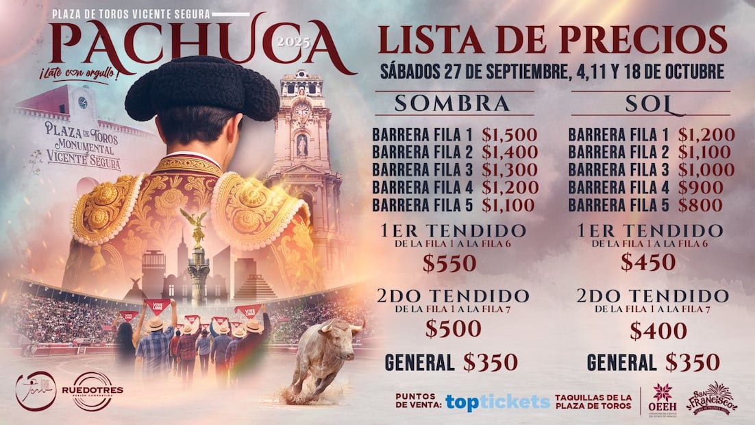 Corridas de Feria en Pachuca: tradición taurina que vuelve a brillar | Cortesía: OEEH