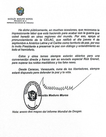 La carta completa que envió