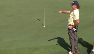 Jiménez deslumbra en el 11 con un chip mágico desde el rough para birdie en el Sanford Internat.