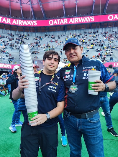 Los vasos del GP de México 2024 son reciclables. (Foto: Nayeli Reyes/El Financiero)