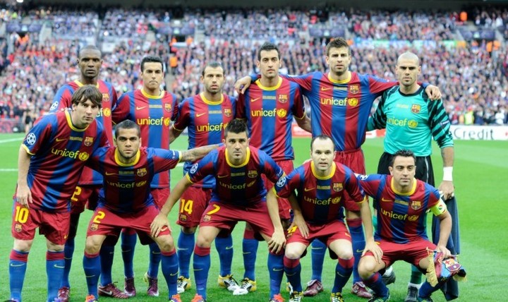 Una de las formaciones del Barcelona de Guardiola.