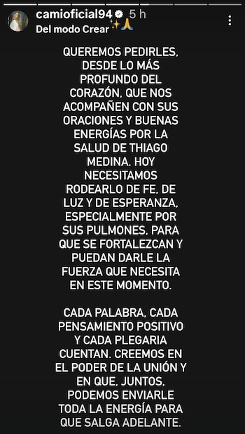 Camila y su posteo pidiendo