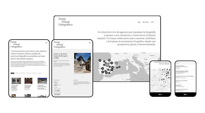 Pantallazos de varios de los servicios que ofrece el nuevo Portal Visual Fotográfico.