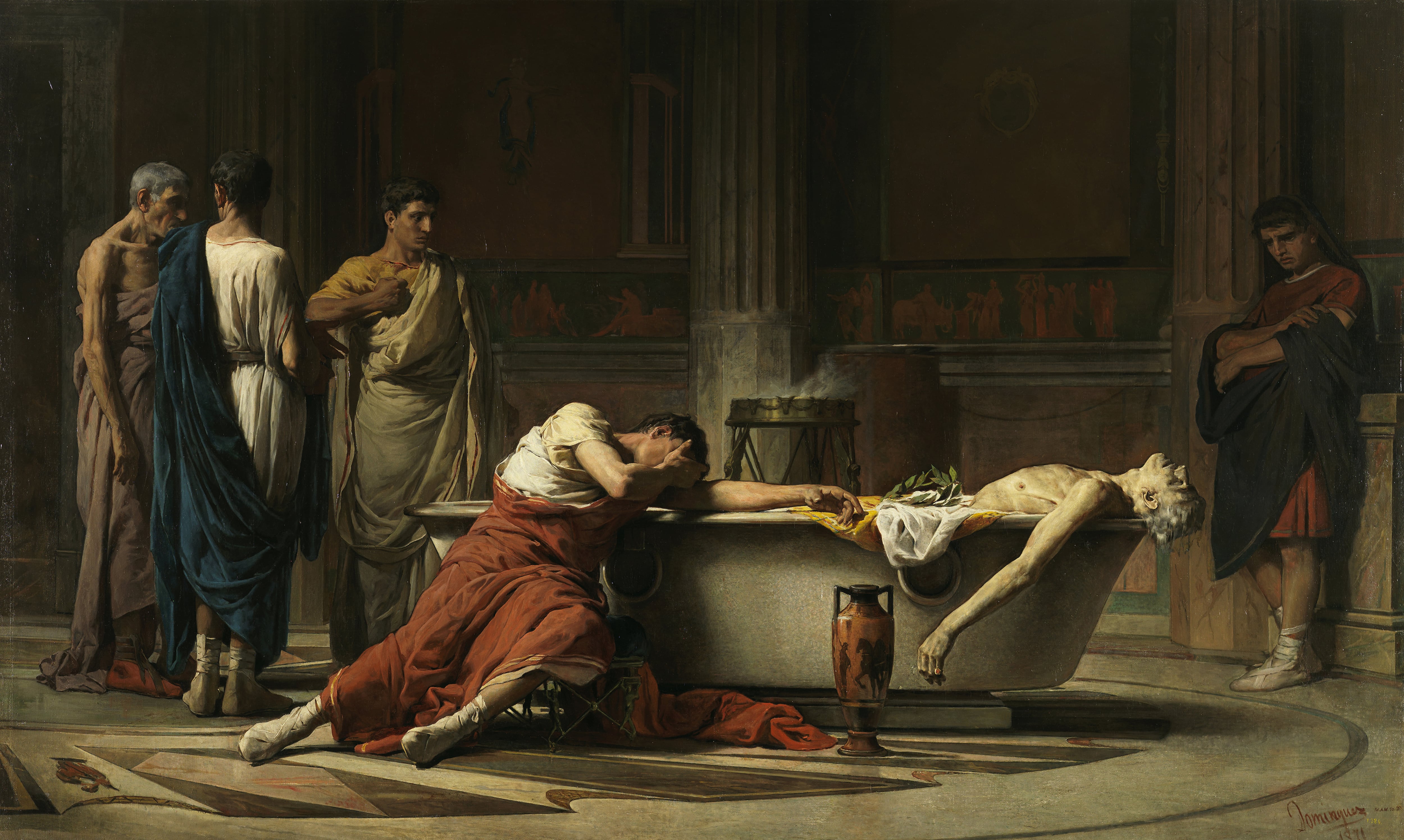 La muerte de Séneca, 1871. Cuadro de Manuel Domínguez Sánchez, de la colección del Museo del Prado, en Madrid. (Foto: Getty Images)