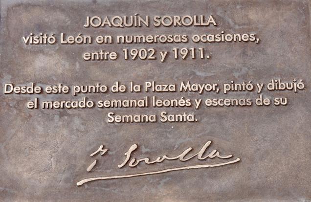 La placa dedicada a Joaquín Sorolla.