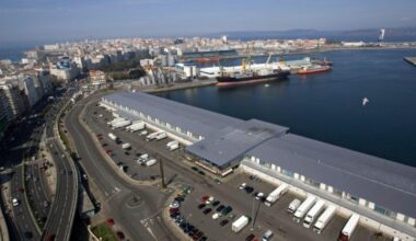 Vista área de la Lonja de A Coruña.