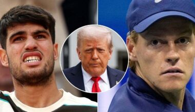 Carlos Alcaraz y Jannik Sinner retrasan media hora el comienzo de la final del US Open de tenis por culpa de Trump