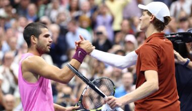 Carlos Alcaraz y Jannik Sinner acaban de enfrentarse en la final del US Open, que Alcaraz ganó en cuatro sets.