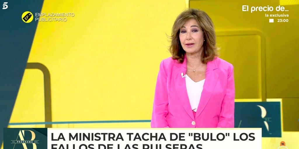 El programa de Ana Rosa: Ana Rosa Quintana carga contra la ministra de Igualdad a costa de las pulseras antimaltrato: «Tiene huevos»