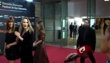 El saludo de Angelina Jolie a El Diario Vasco: «Estamos muy contentos; es un festival precioso»