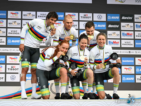 Mundial de ciclismo: Australia revalida el oro en la contrarreloj por relevos mixtos