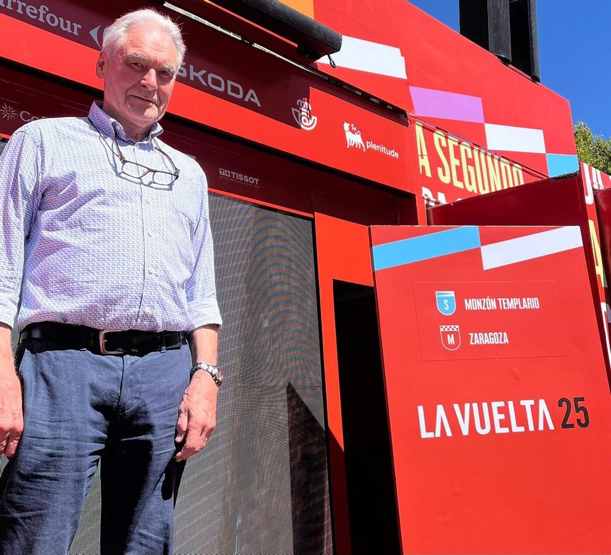 Raymond Steegmans, en el podio de la Vuelta, en Zaragoza