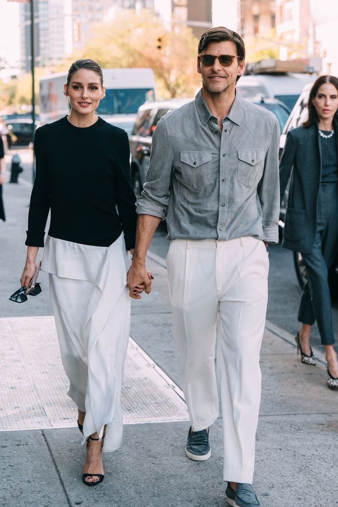 Olivia Palermo y su marido Johannes Huebl en la semana de la moda de Nueva York