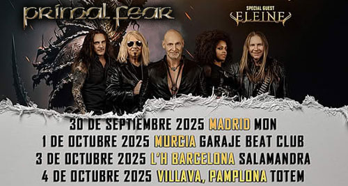 Horarios de los conciertos de PRIMAL FEAR. PESTILENCE buscan bajista. Single de EVANORA.