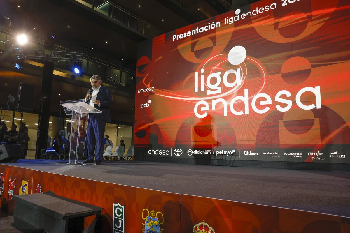 MADRID, 23/09/2025.- El presidente del Consejo Superior de Deportes, JosÃ© Manuel RodrÃ­guez, interviene este martes, durante la fiesta de presentaciÃ³n de la Liga Endesa 2025-26, en Madrid. EFE/ Juanjo MartÃ­n