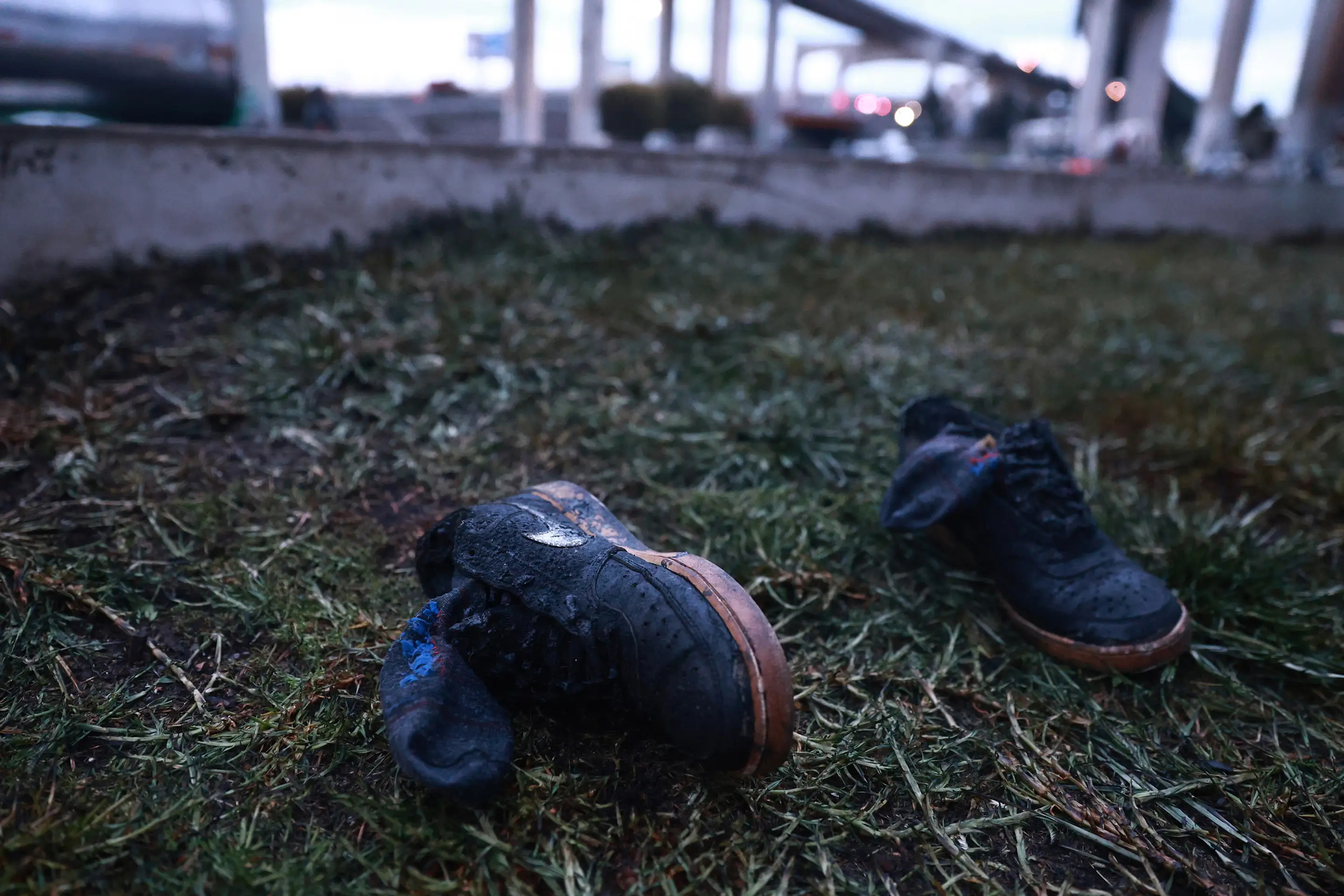 MEXICO CITY, MEXICO - SEPTEMBER 10: Shoes remain on the ground at the site of a massive gas tanker explosion, in Mexico City, Mexico on September 10, 2025. The explosion left at least 70 people injured and 3 killed, authorities reported. (Photo by Daniel Cardenas/Anadolu via Getty Images)