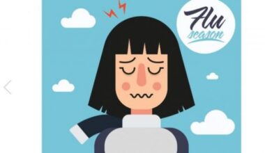 dibujo de mujer acatarrada