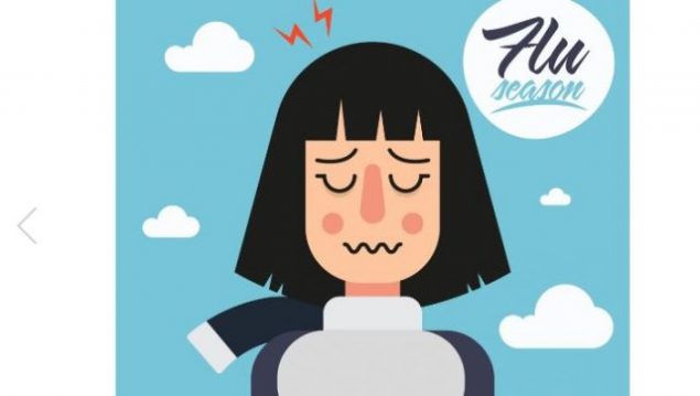 dibujo de mujer acatarrada