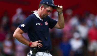 Keegan Bradley, durante la sesión de fourballs del sábado.