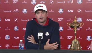 Keegan Bradley, durante su primera comparecencia en la semana de la Ryder Cup en Bethpage.