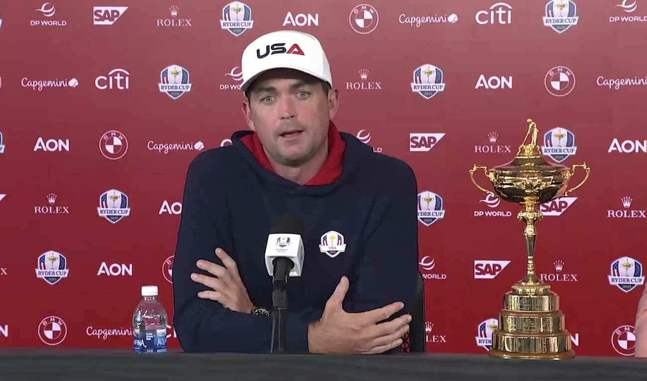 Keegan Bradley, durante su primera comparecencia en la semana de la Ryder Cup en Bethpage.
