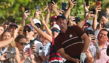 Rory McIlroy, durante la ronda de foursomes del sábado. (Photo by Michael Reaves/PGA of America)