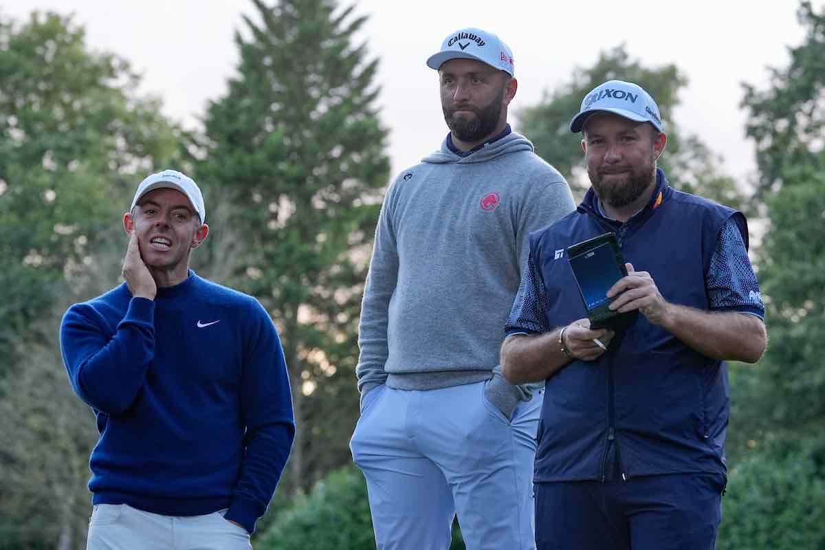 McIlroy, Rahm y Lowry, durante la primera jornada del BMW PGA Championship. (© Golffile