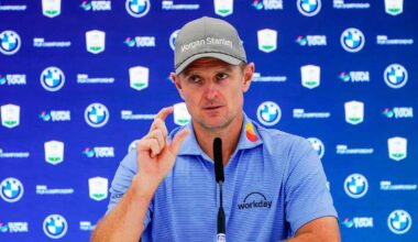 Justin Rose, durante su atención a los periodistas en el BMW PGA Championship. (© Golffile