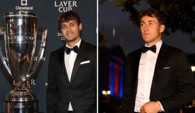 El debutante en la Laver Cup, Flavio Cobolli, junto a su compañero del Team Europa, Casper Ruud.