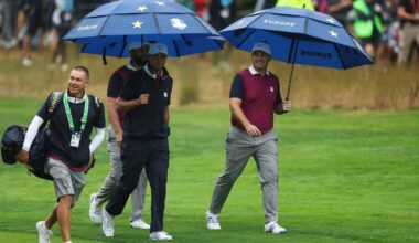 Sepp Straka, junto a Rahm y Aberg en la vuelta de prácticas del jueves en Bethpage.