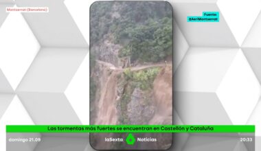 Un desprendimiento de tierra en la vía del funicular de Montserrat obliga a evacuar a 27 personas