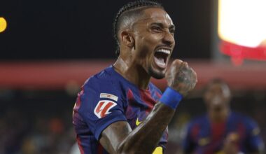 Barcelona golea a Valencia con dobletes de Raphinha, Lewandowski y López